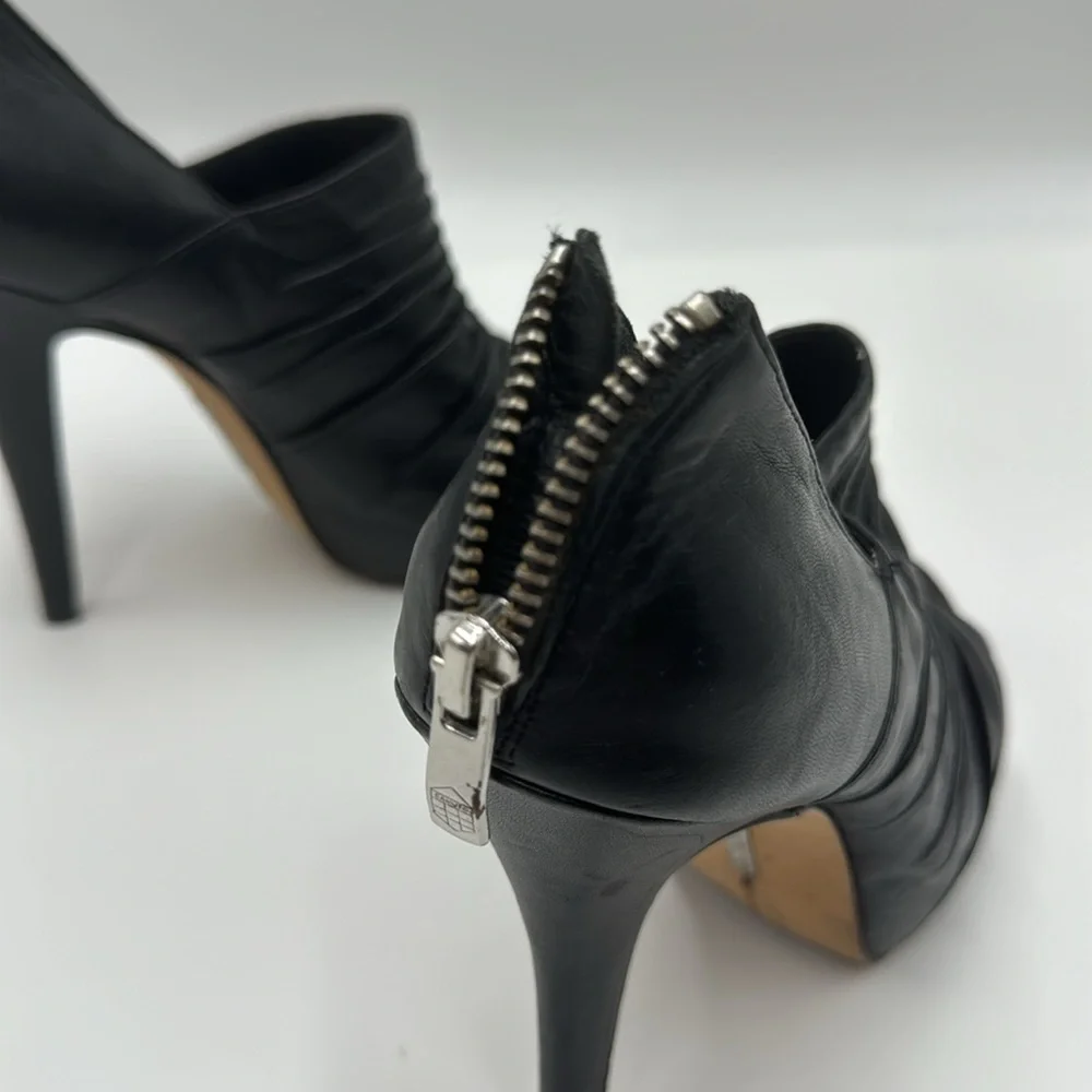 Vince Camuto Black Ruched Peep-Toe Platform Heels